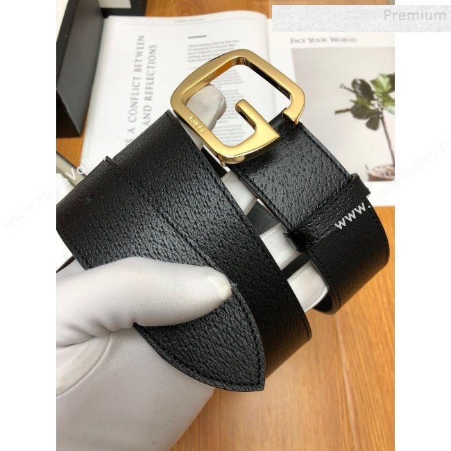 Gucci Calfskin Belt 38cm with Single G Buckle Black/Gold 2019 (99-9112219)