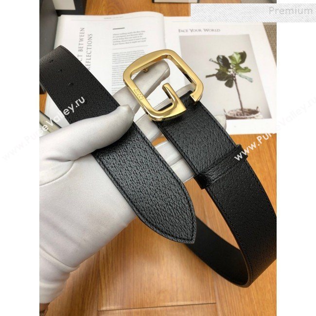 Gucci Calfskin Belt 38cm with Single G Buckle Black/Gold 2019 (99-9112219)