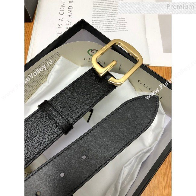 Gucci Calfskin Belt 38cm with Single G Buckle Black/Gold 2019 (99-9112219)