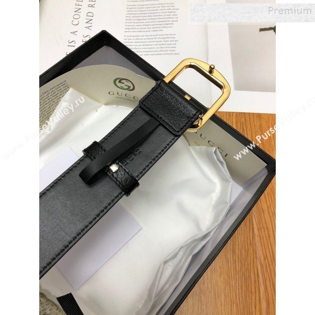 Gucci Calfskin Belt 38cm with Single G Buckle Black/Gold 2019 (99-9112219)