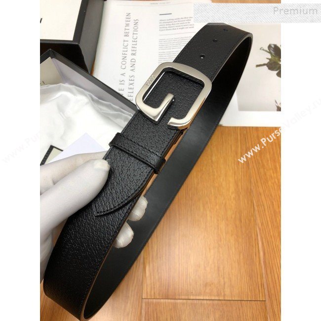 Gucci Calfskin Belt 38cm with Single G Buckle Black/Silver 2019 (99-9112220)