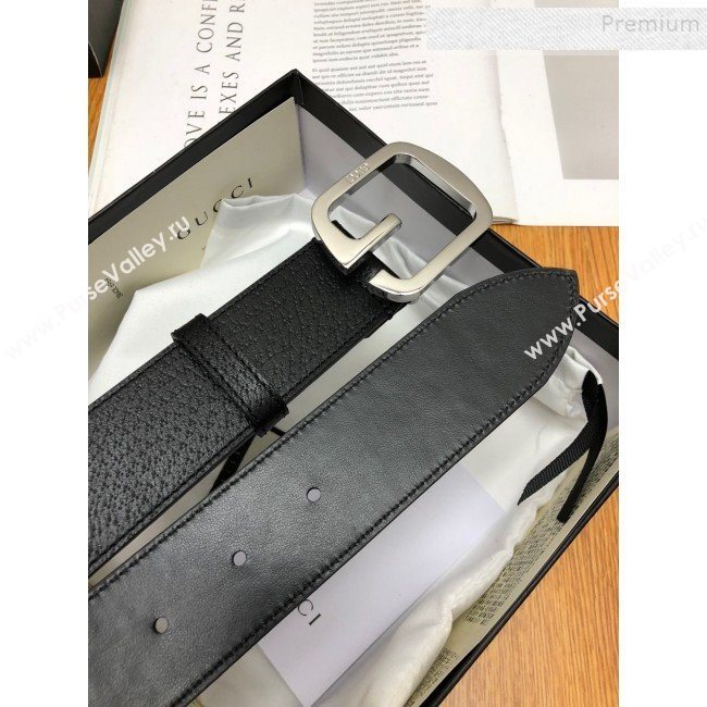 Gucci Calfskin Belt 38cm with Single G Buckle Black/Silver 2019 (99-9112220)