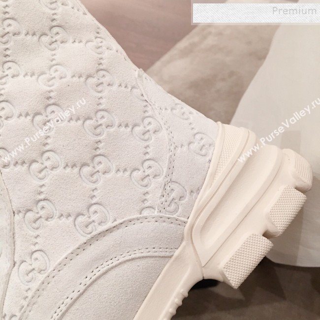 Gucci Suede Wool Lace-up Flat Short Boots White 2019 (KL-9112015)