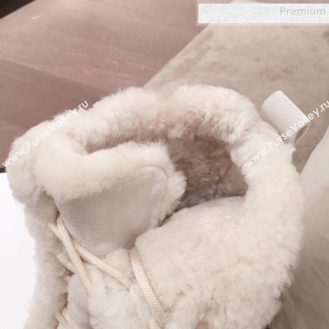 Gucci Suede Wool Lace-up Flat Short Boots White 2019 (KL-9112015)