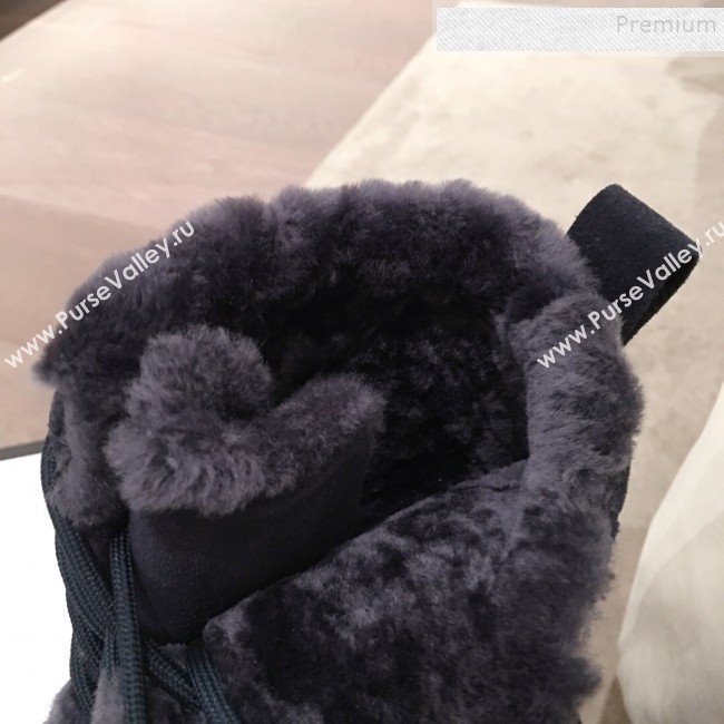 Gucci Suede Wool Lace-up Flat Short Boots Navy Blue 2019 (KL-9112018)