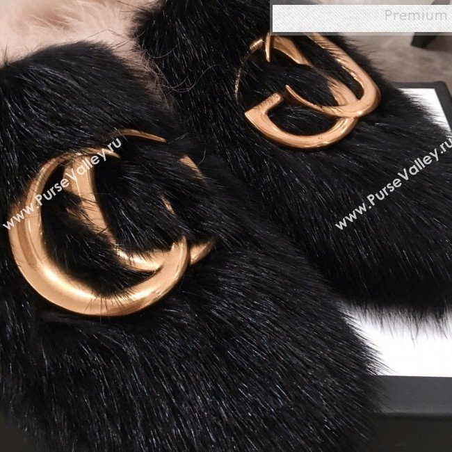 Gucci GG Wool Fur Flat Slippers Black 2019 (KL-9112024)