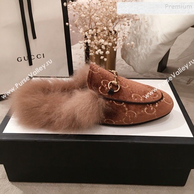 Gucci GG Velvet Fur Flat Slippers Brown 2019 (KL-9112025)