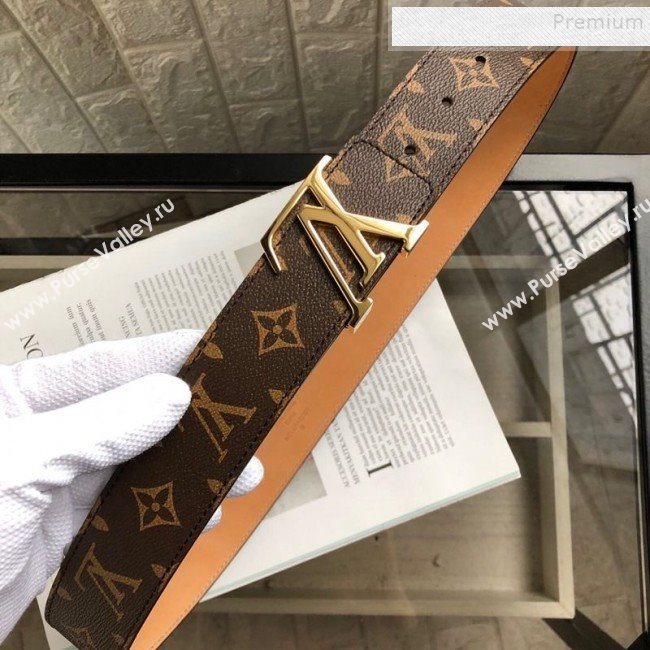 Louis Vuitton Reversible Monogram Canvas and Calfskin Belt 40mm with LV Buckle 2019 (99-9112045)