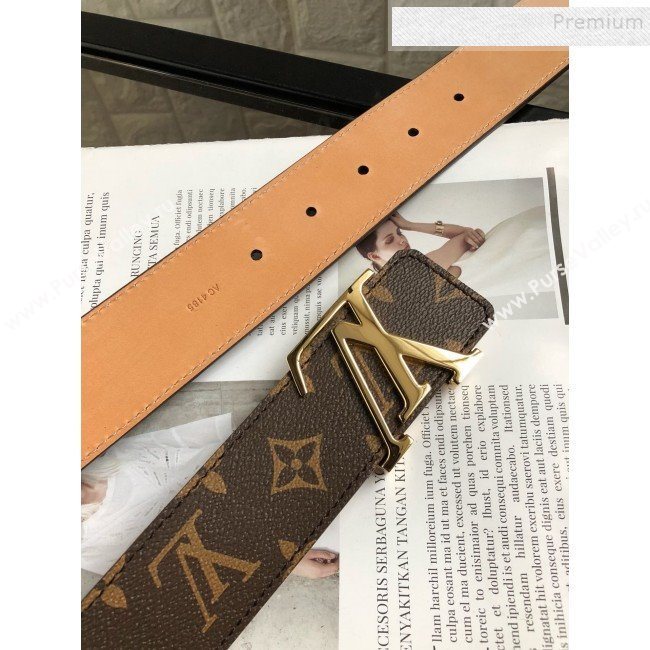 Louis Vuitton Reversible Monogram Canvas and Calfskin Belt 40mm with LV Buckle 2019 (99-9112045)