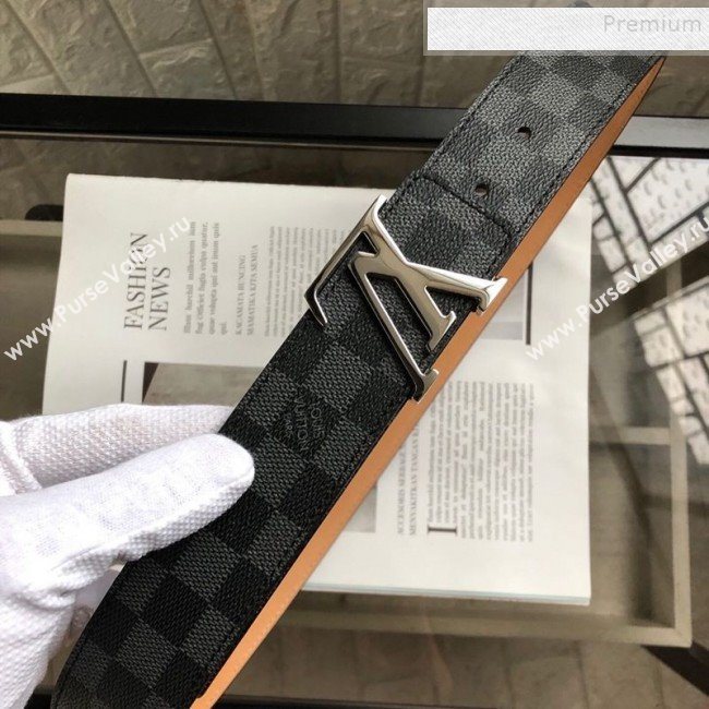 Louis Vuitton Reversible Damier Graphite Canvas and Calfskin Belt 40mm with LV Buckle 2019 (99-9112046)