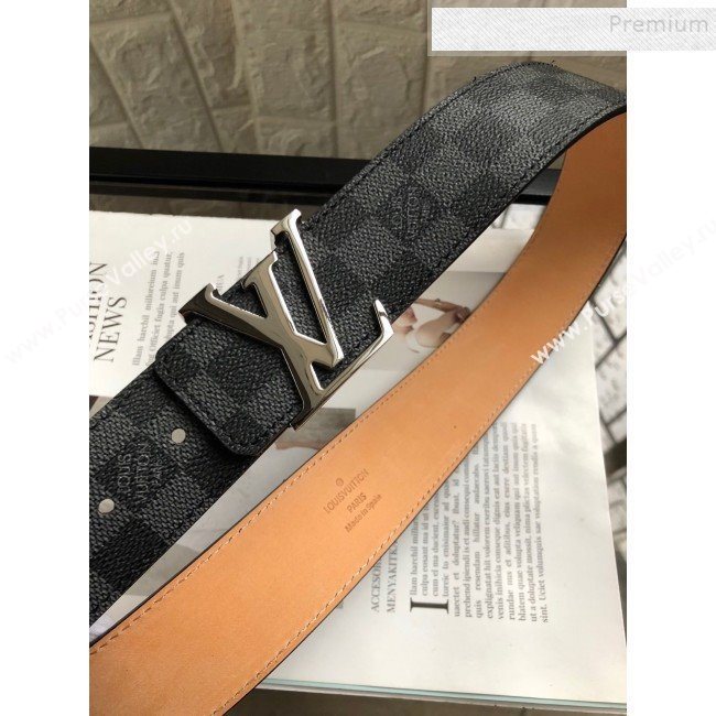 Louis Vuitton Reversible Damier Graphite Canvas and Calfskin Belt 40mm with LV Buckle 2019 (99-9112046)