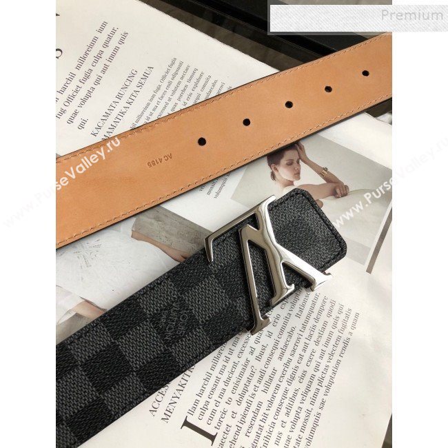 Louis Vuitton Reversible Damier Graphite Canvas and Calfskin Belt 40mm with LV Buckle 2019 (99-9112046)