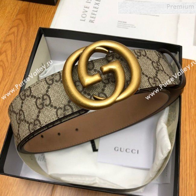 Gucci GG Canvas Belt 38mm with Interlocking G Buckle Beige  (99-9112049)