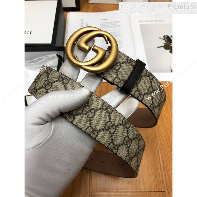 Gucci GG Canvas Belt 38mm with Interlocking G Buckle Beige  (99-9112049)