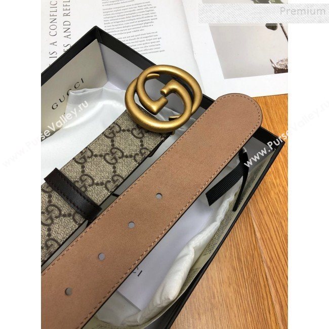 Gucci GG Canvas Belt 38mm with Interlocking G Buckle Beige  (99-9112049)