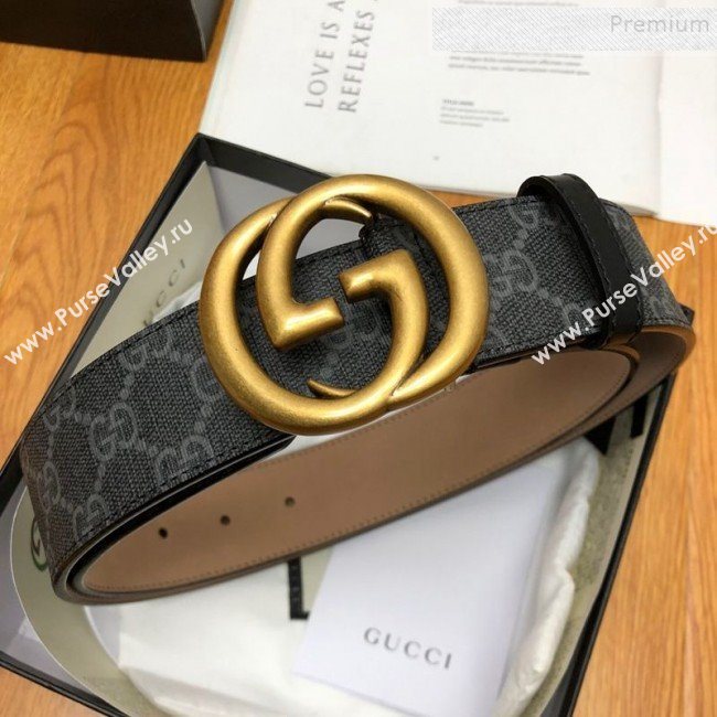 Gucci GG Canvas Belt 38mm with Interlocking G Buckle Black (99-9112050)