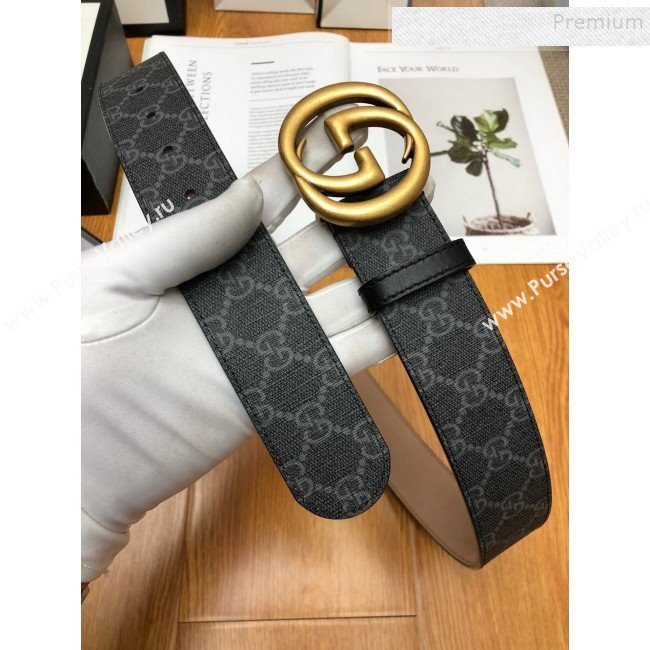 Gucci GG Canvas Belt 38mm with Interlocking G Buckle Black (99-9112050)