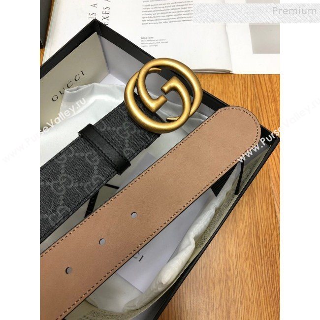 Gucci GG Canvas Belt 38mm with Interlocking G Buckle Black (99-9112050)