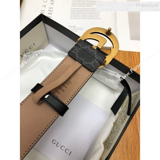 Gucci GG Canvas Belt 38mm with Interlocking G Buckle Black (99-9112050)