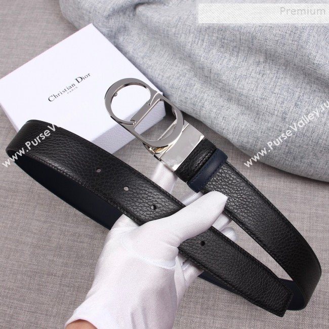 Dior Grained Calfskin Belt 35mm with CD Buckle Black 2019 (99-9112052)