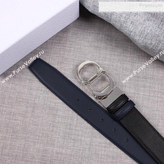Dior Grained Calfskin Belt 35mm with CD Buckle Black 2019 (99-9112052)