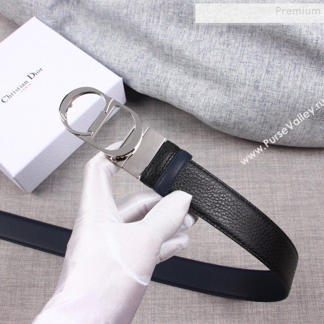 Dior Grained Calfskin Belt 35mm with CD Buckle Black 2019 (99-9112052)