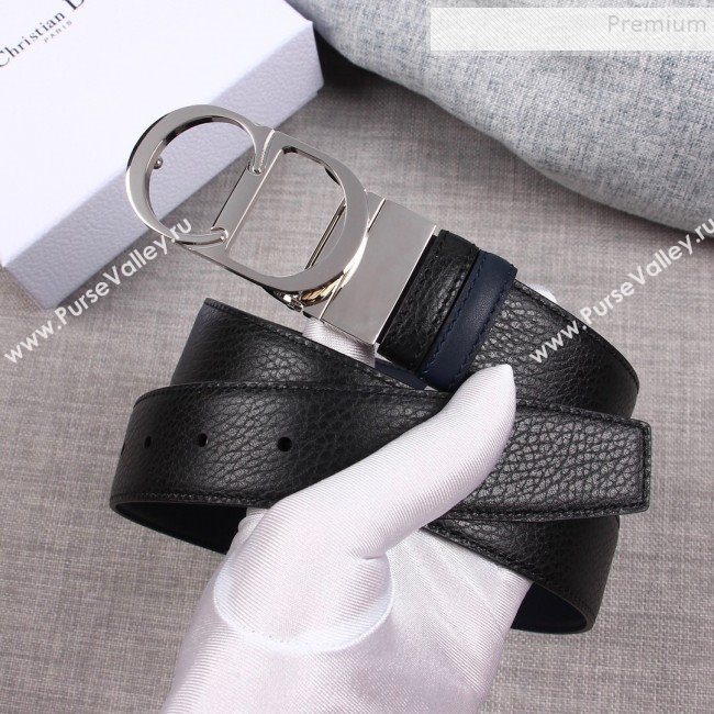 Dior Grained Calfskin Belt 35mm with CD Buckle Black 2019 (99-9112052)