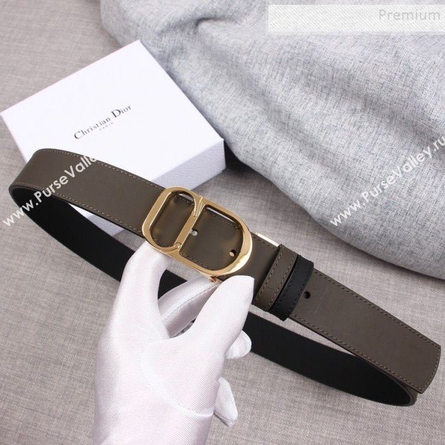 Dior Smooth Calfskin Belt 35mm with CD Buckle Grey 2019 (99-9112053)