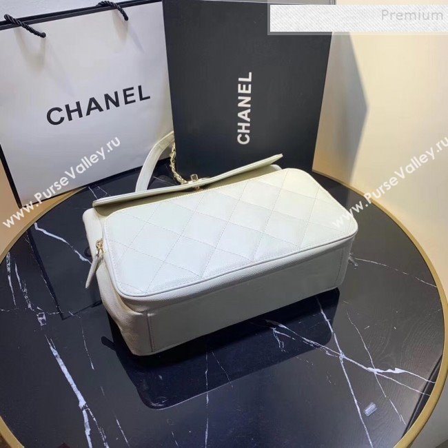 Chanel Grained Leather Pocket Flap Shoulder Bag White 2019 (KAIS-9112101)