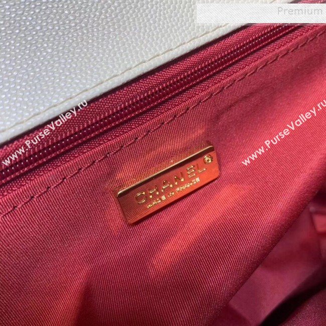 Chanel Grained Leather Pocket Flap Shoulder Bag White 2019 (KAIS-9112101)