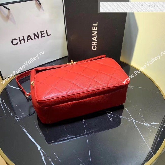 Chanel Grained Leather Pocket Flap Shoulder Bag Red 2019 (KAIS-9112102)