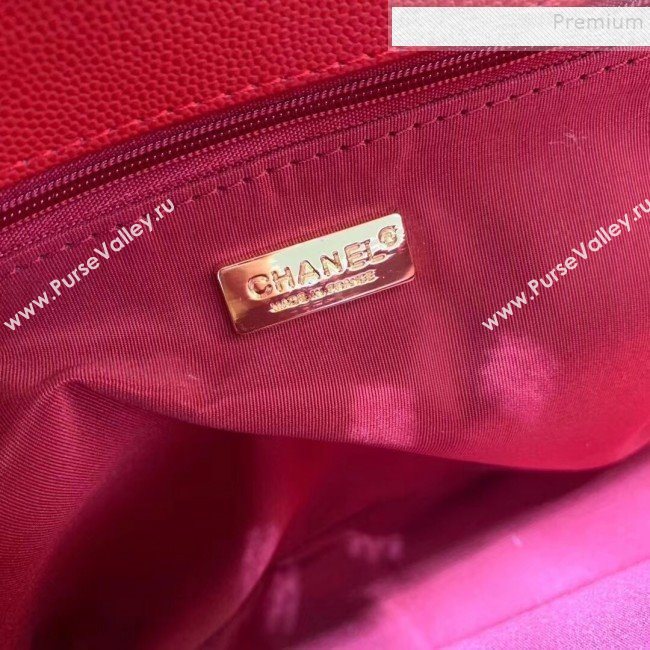 Chanel Grained Leather Pocket Flap Shoulder Bag Red 2019 (KAIS-9112102)