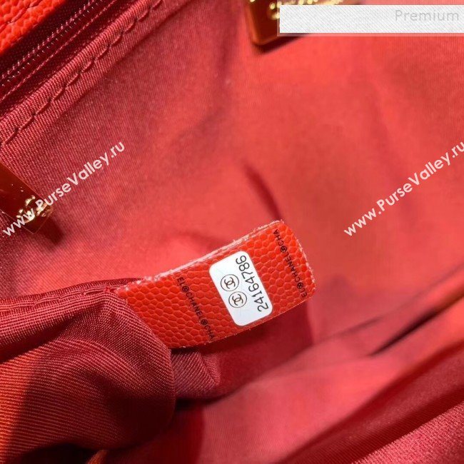 Chanel Grained Leather Pocket Flap Shoulder Bag Red 2019 (KAIS-9112102)