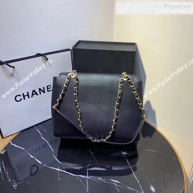 Chanel Grained Leather Pocket Flap Shoulder Bag Black 2019 (KAIS-9112103)