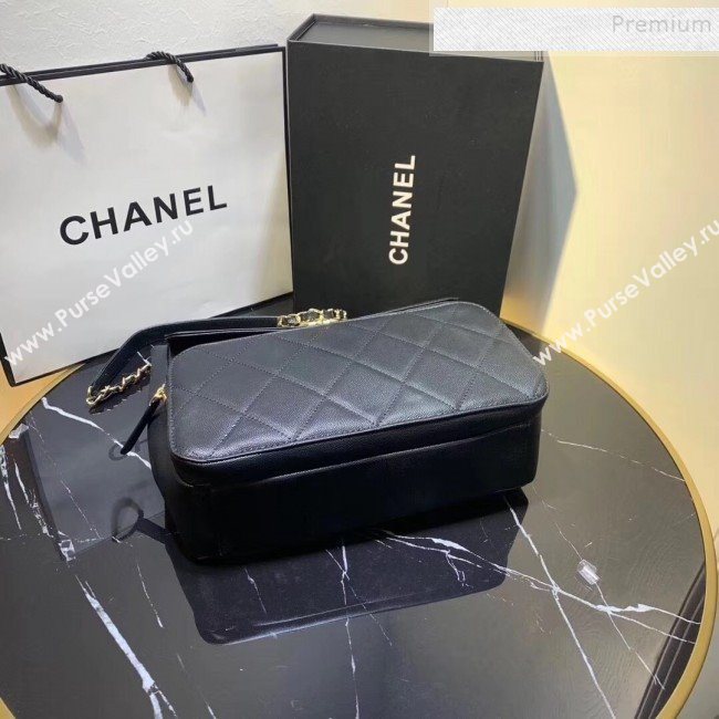 Chanel Grained Leather Pocket Flap Shoulder Bag Black 2019 (KAIS-9112103)