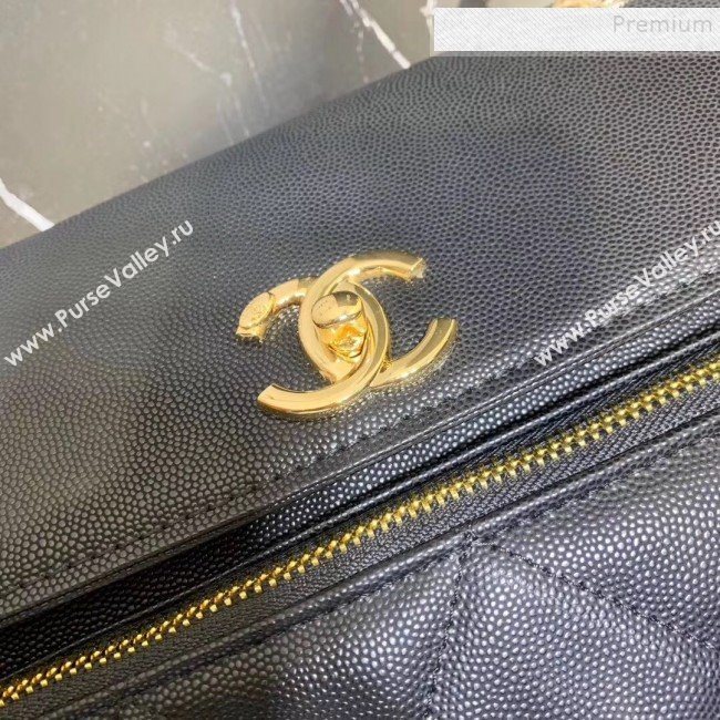 Chanel Grained Leather Pocket Flap Shoulder Bag Black 2019 (KAIS-9112103)