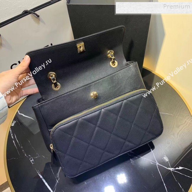 Chanel Grained Leather Pocket Flap Shoulder Bag Black 2019 (KAIS-9112103)