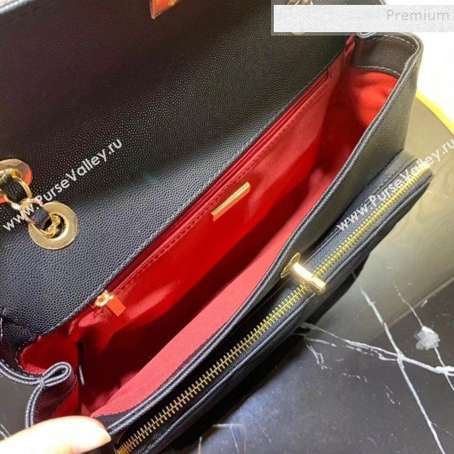 Chanel Grained Leather Pocket Flap Shoulder Bag Black 2019 (KAIS-9112103)