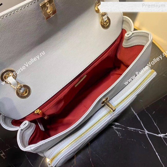 Chanel Grained Leather Pocket Flap Shoulder Bag Light Gray 2019 (KAIS-9112104)