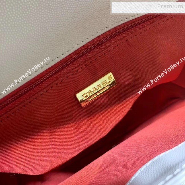 Chanel Grained Leather Pocket Flap Shoulder Bag Light Gray 2019 (KAIS-9112104)