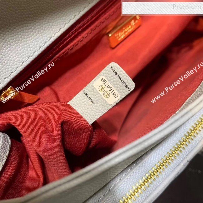 Chanel Grained Leather Pocket Flap Shoulder Bag Light Gray 2019 (KAIS-9112104)