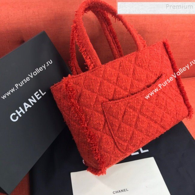 Chanel Wool Tweed Medium Zipped Shopping Bag AS0976 Red 2019 (FM-9112322)