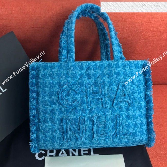 Chanel Wool Tweed Medium Zipped Shopping Bag AS0976 Turquoise 2019 (FM-9112323)