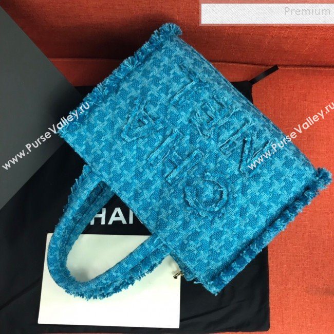 Chanel Wool Tweed Medium Zipped Shopping Bag AS0976 Turquoise 2019 (FM-9112323)