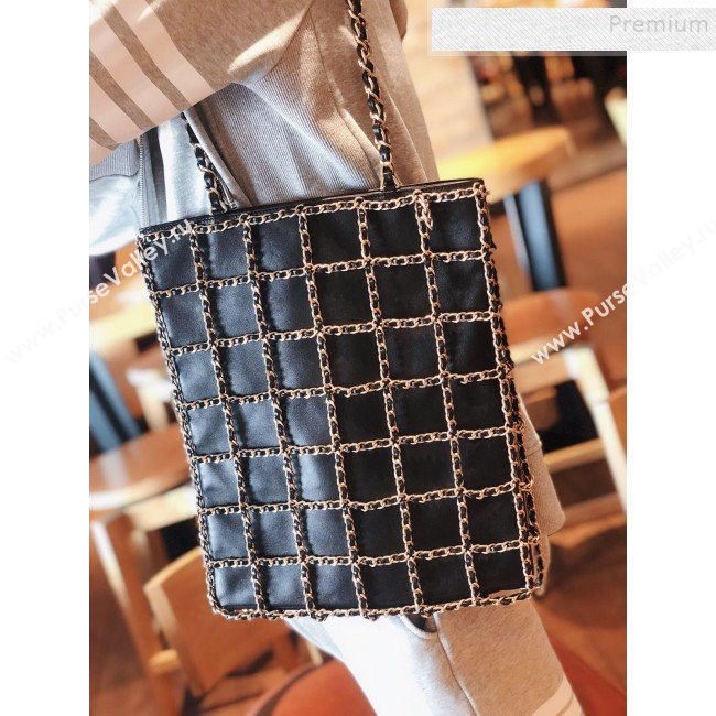 Chanel Chain Lambskin Shopping Bag AS1383 Black 2020 (FM-9112325)