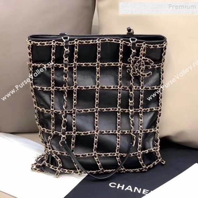 Chanel Chain Lambskin Shopping Bag AS1383 Black 2020 (FM-9112325)