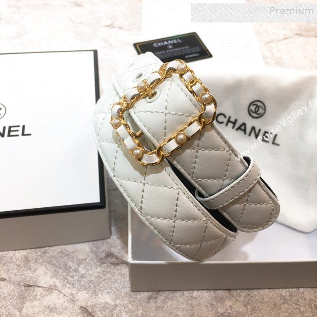 Chanel Quilted Lambskin Belt 30mm with Pearl Chain Framed Buckle 2019 (99-9112225)