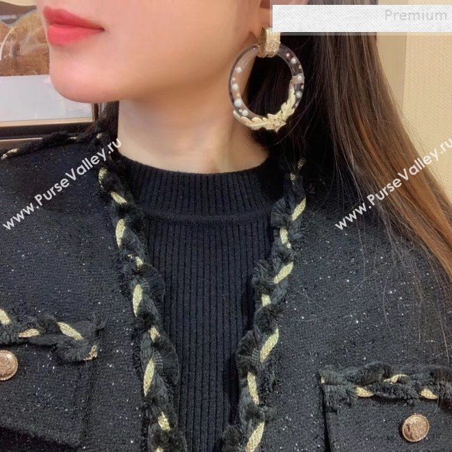 Chanel Resin Carve Metal Hoop Earrings 2019 (YF-9112232)