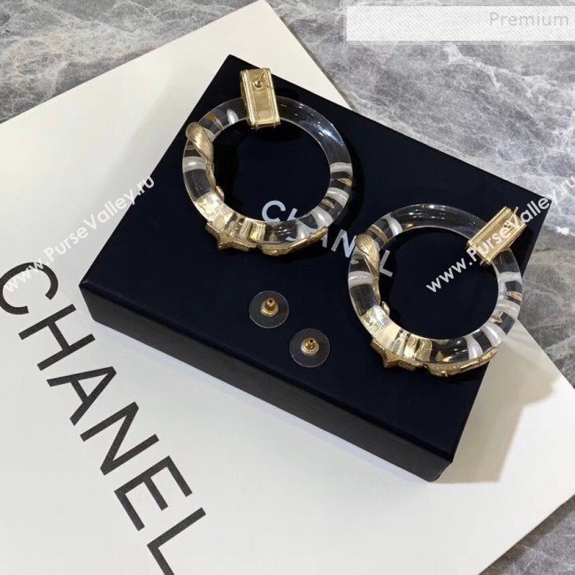 Chanel Resin Carve Metal Hoop Earrings 2019 (YF-9112232)