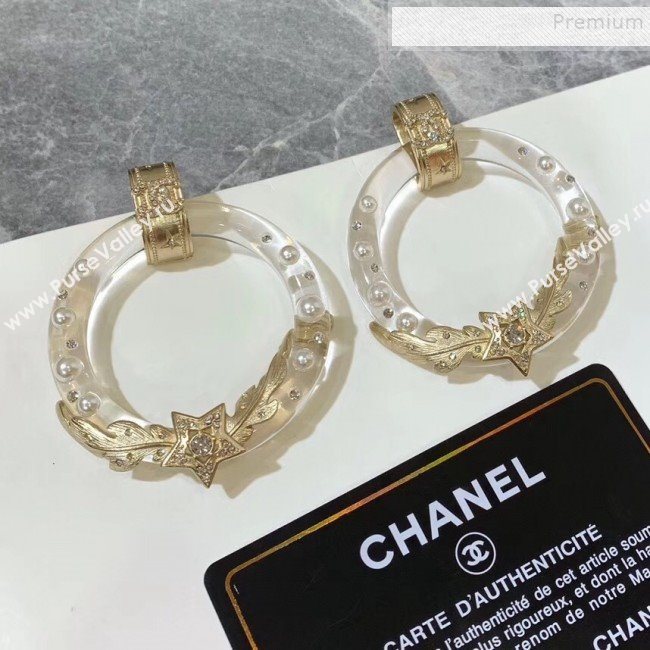 Chanel Resin Carve Metal Hoop Earrings 2019 (YF-9112232)